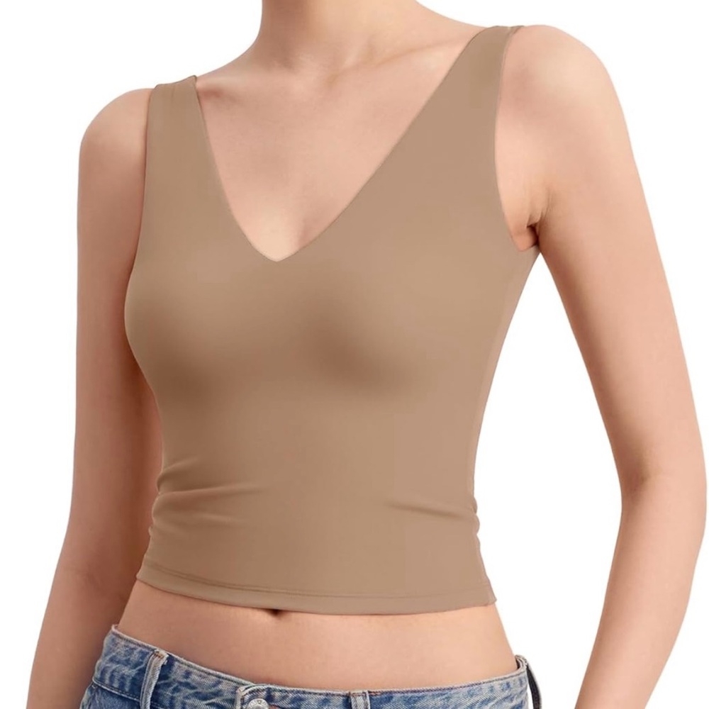 PUMIEY Women's Deep V Neck Sleeveless Tank Top Sexy Double Lined Going Out Tops